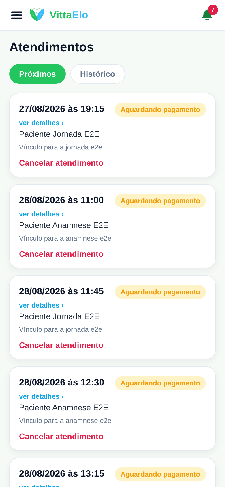 Atendimentos recebidos